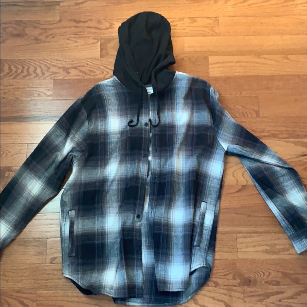 Men’s PacSun Plaid Flannel Button Up with Hoodie